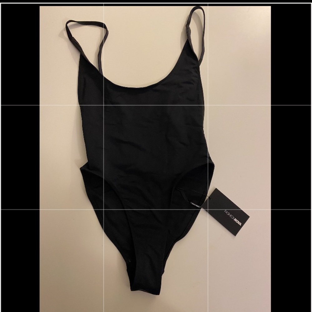 NWT Fashion Nova black open back one piece swimsuit